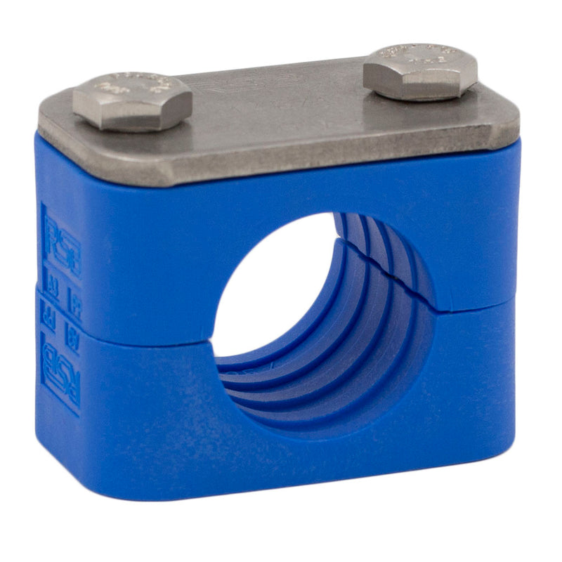 1/2" Tubing Clamp (0.50" I.D.) Blue Clamp Support Kit 316 Stainless Steel Hardware