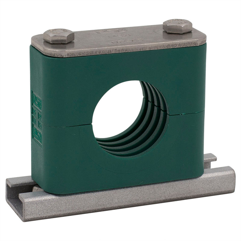 1-1/2" Pipe Clamp (1.90" I.D.) Light Series Rail Mount 316 Stainless Steel Hardware