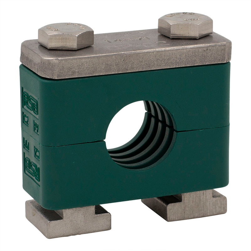 1/4" Tubing Clamp (0.25" I.D.) Heavy Series Rail Mount 316 Stainless Steel Hardware